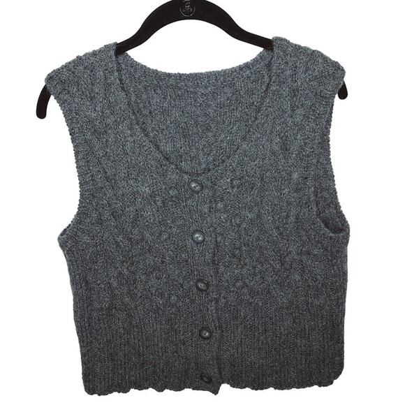 Cableknit Bobble Sweater Vest Handmade Academia Fisherman Cottagecore Medium - Picture 1 of 7